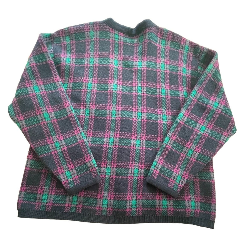 Vtg Pendleton Womens 100% Wool Tartan Plaid Cardigan Sweater Made In USA Size 2X - Picture 6 of 6